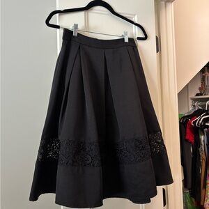 Express Black A-Line Skirt with Lace Detail